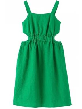 ZARA Girls Emerald Green Linen Dress - Size 8